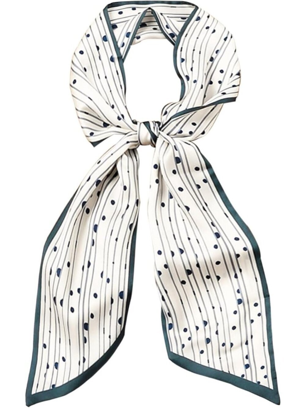 Women's White Printed Square Headscarf Bandanas Hair Scarf Neck Scarves